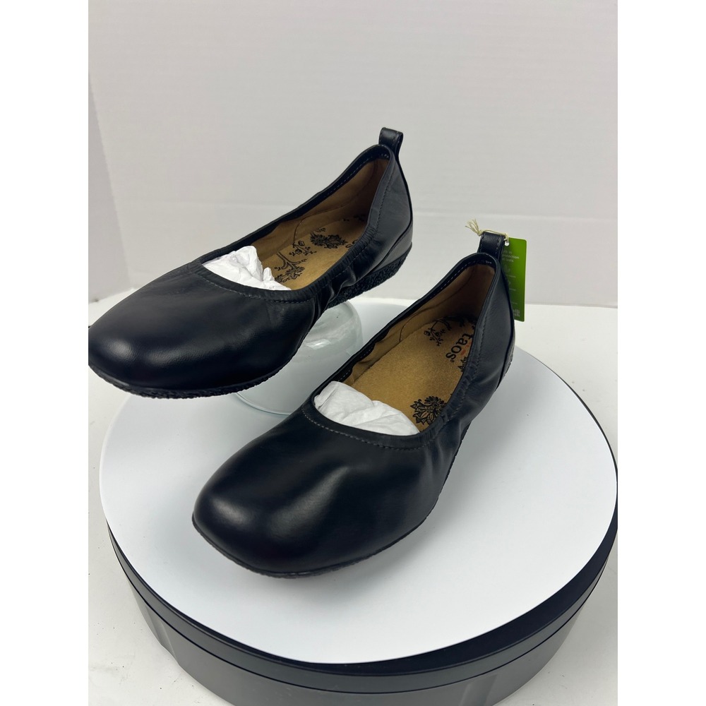 Taos Chit Chat Orthopedic Ballet Flats Black Leather Slip On Shoes Womens 6.5M - Picture 3 of 17